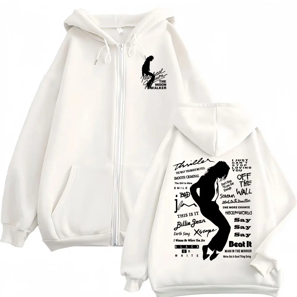 Michael Jackson King of Pop Reißverschluss-Hoodies für Männer und Frauen, Harajuku-Streetwear-Jacke, Sweatshirts, lässige Fleece-Pullover mit Reißverschluss, Mäntel – Detail 7