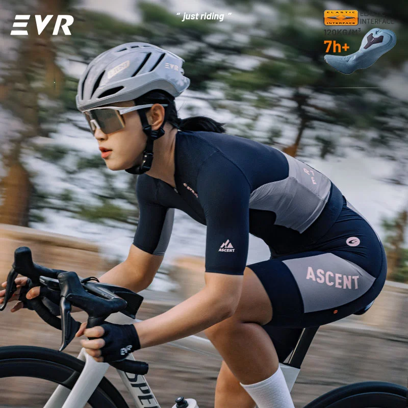 EVR Women's Cycling Bib Shorts Double Arrow Padded Cycling Pants Quick-Drying Breathable Women's Outdoor Road Cycling Bib Shorts
