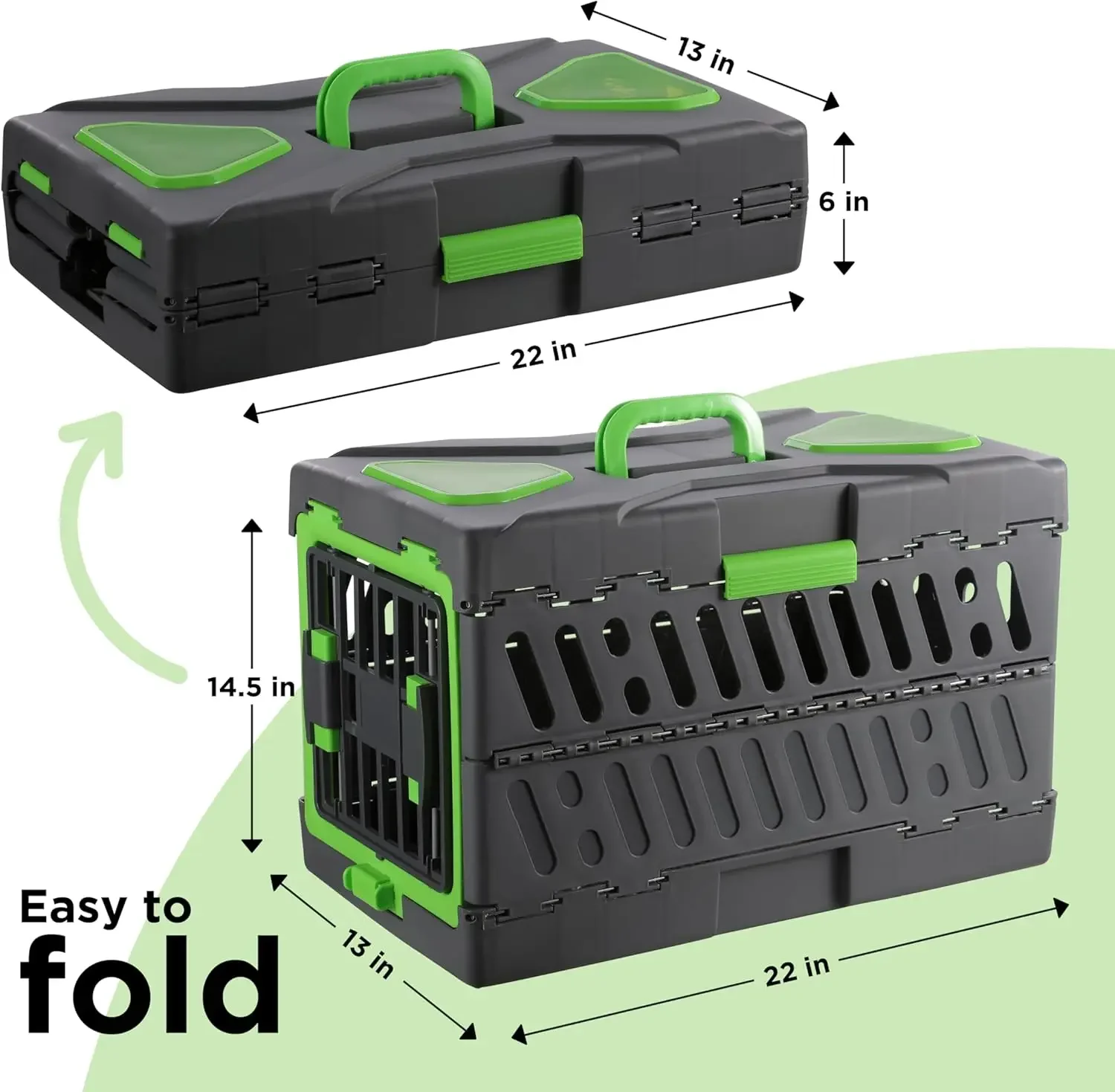 Collapsible Pet Crate,Ultra-Lightweight Portable Kennel with Dual Hinge Door,Multiple Vents and Windows for Home and On The Go