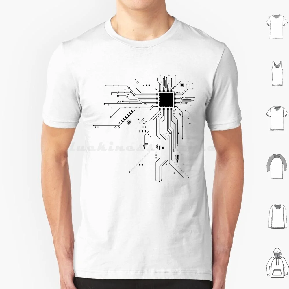 Cpu Processor Circuit Diagram T Shirt Big Size 100% Cotton Cpu Processor Computer Pc Intel Hacker Technology Chip Geek