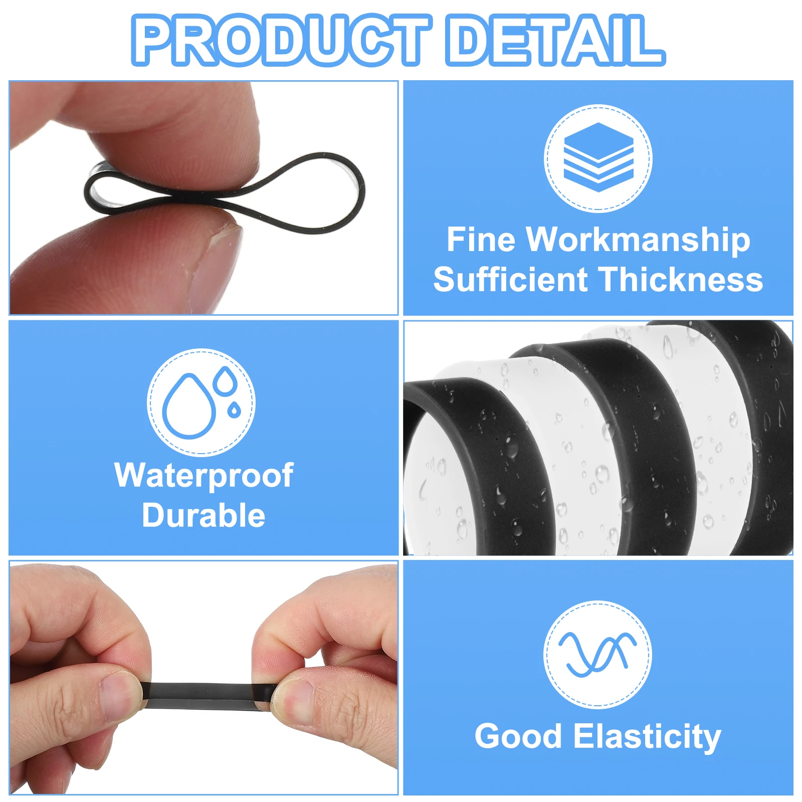 60Pcs 15-35mm Silicone Rubber Bands Rubber Bands Rings Cable Ties Strong Elastic Bands Non-Slip for Cord Wrapping Bag Wraps view 3