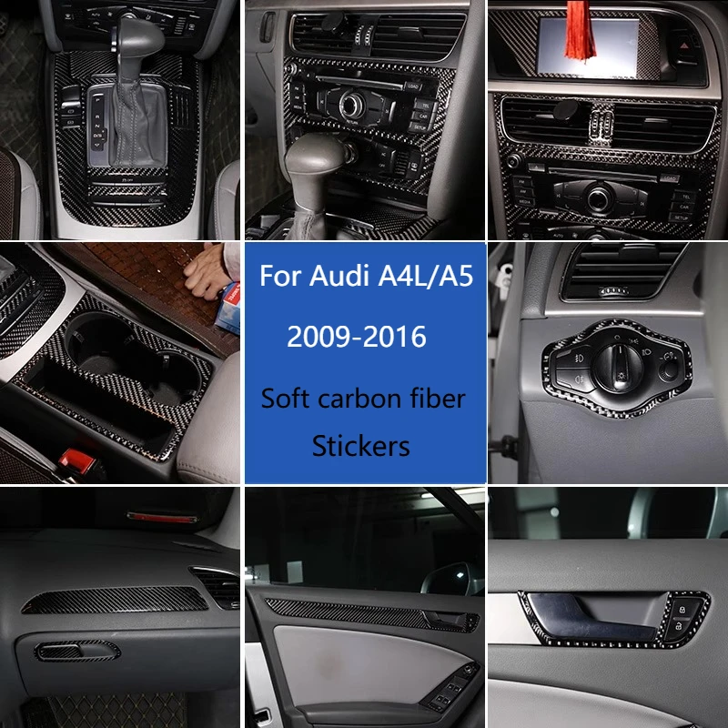 

For Audi A4L A5 2009-2016 Soft Carbon Fiber Car Central Control Panel Decorative Interior Kit Auto Accessories