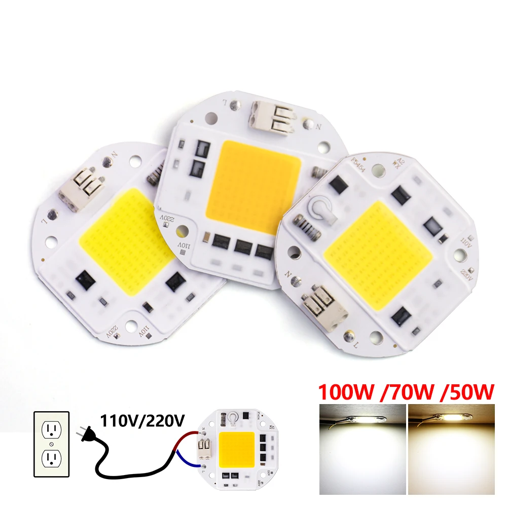 50W 70W 100W COB LED Chip 220V 110V Smart IC No Need Driver DIY Flood Light Spotlight High Power 54mm LED Matrix COB Chip F5454