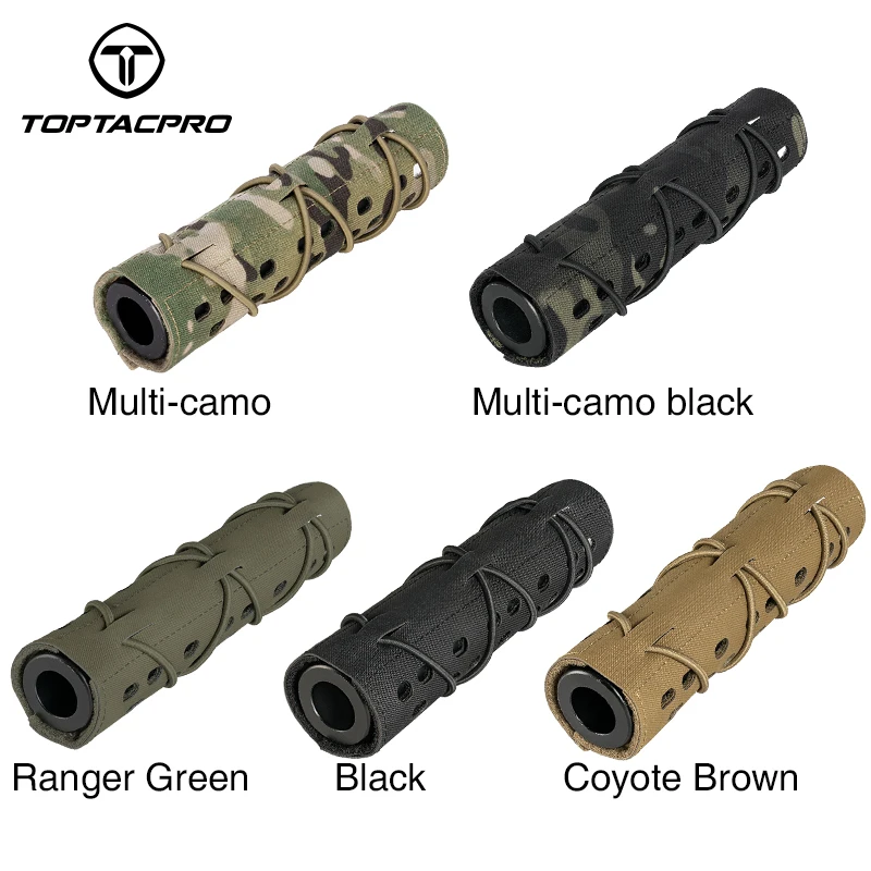 TOPTACPRO Tactical Suppressor Cover 7\'\' Laser Cut noise elimination Heat Shield Sleeve Cover Paintball  Multi-camo 8503