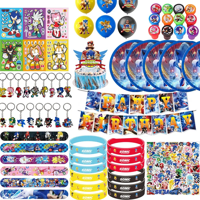Cartoon Party Favor Supplies Anime Sonicing Figure Cartoon Fashion Braclet Sticker Birthday Christmas Favor Party Bag Gift