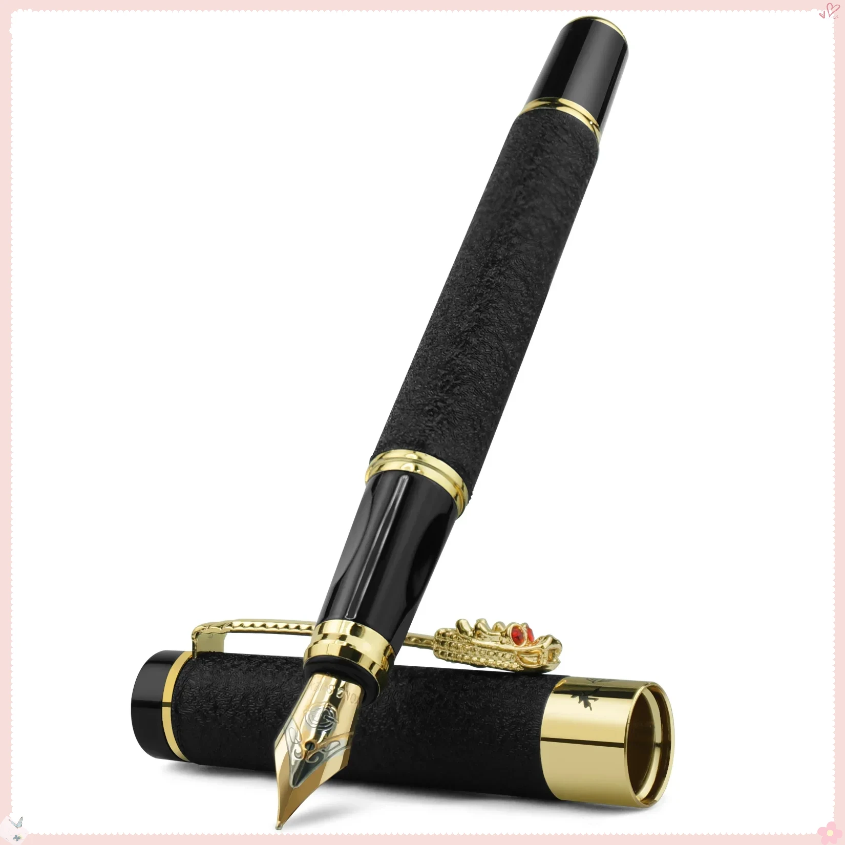 STONEGO Luxury Dragon Crystal Diamond Fountain Pen for Business Office Signature Metal Writing Tool