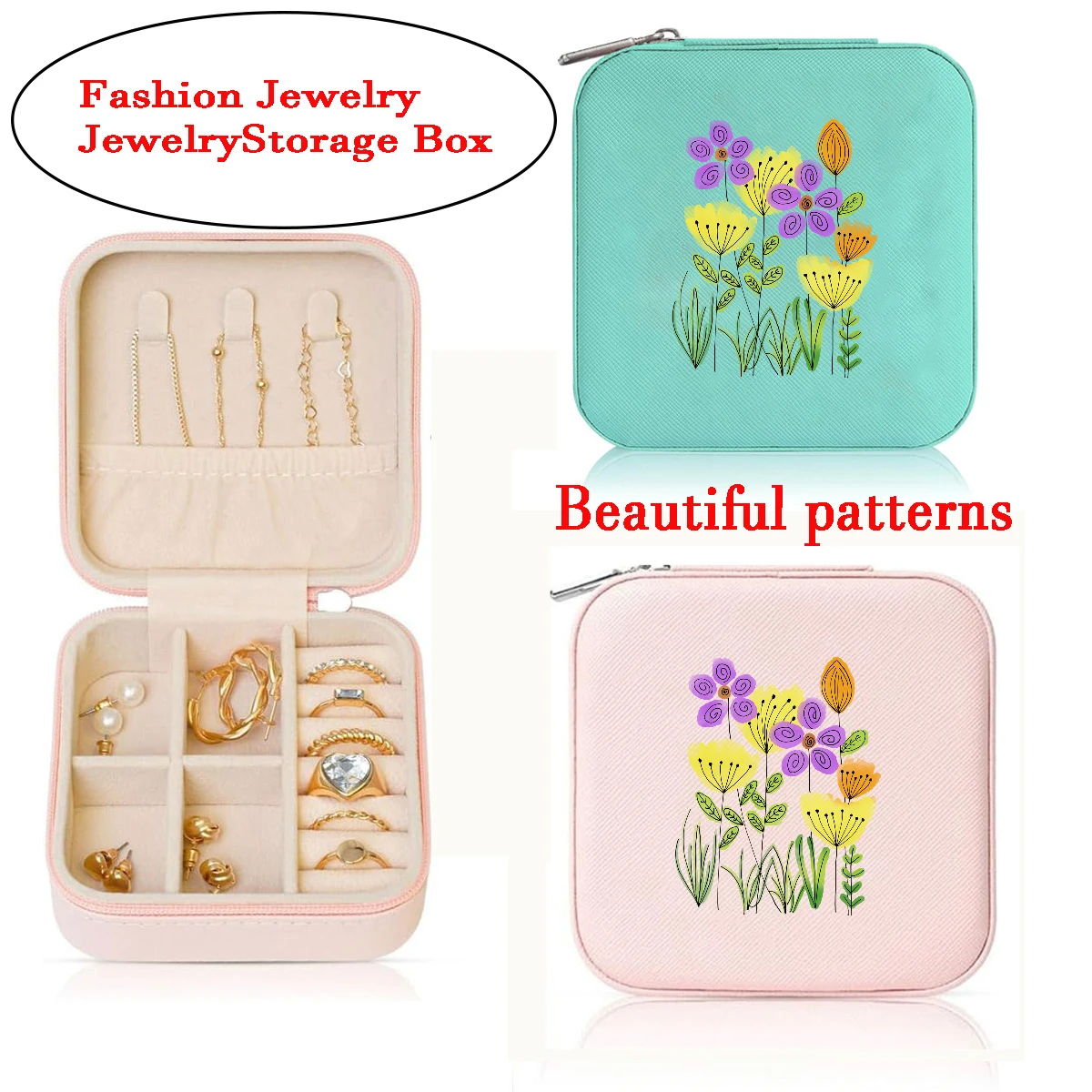 PU Leather Jewelry Mini Storage Box Travel Home Bracelet Earrings Storage Display Case For Women Ring Jewelry Portable Organizer