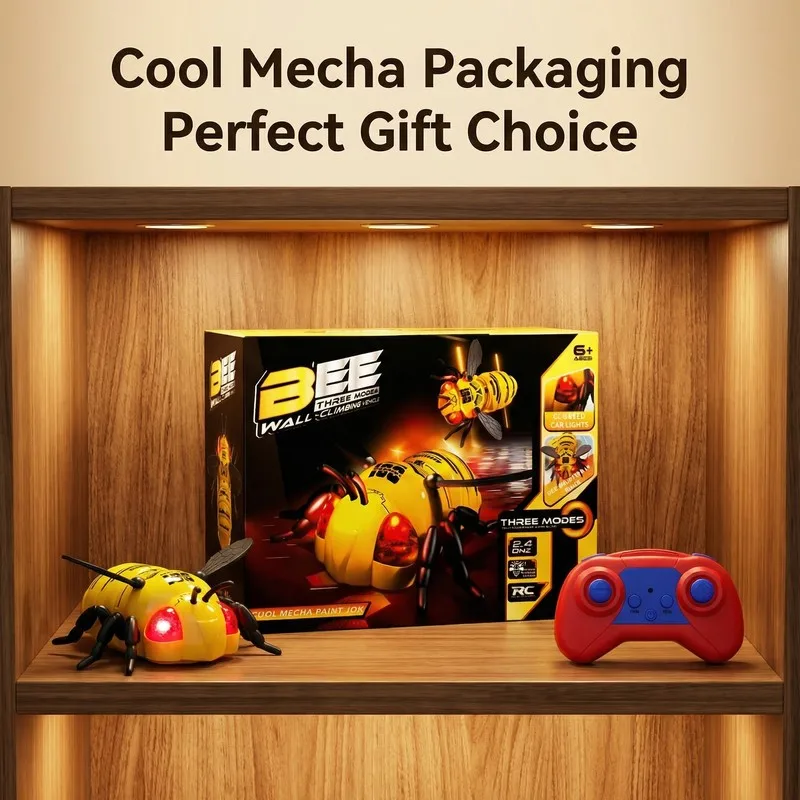 

Механическая радиоуправляемая игрушка-пчела G01 для лазания по стенам и по земле, с двойным режимом работы, светодиодной подсветкой, антигравитационная, подарок на праздник