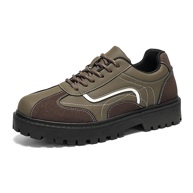 Men Soft Leather Flat Bottom Retro Trainer Shoes Breathable Autumn New Style Casual Comfortable Cotton Lined Rubber Soled