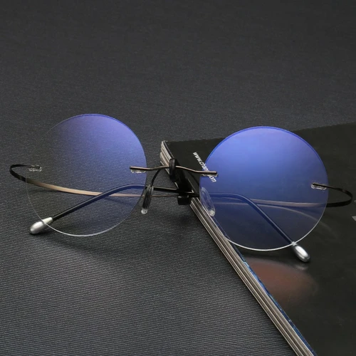 Imagen 2 del producto Gafas de presbicia sin montura Retro para hombre, gafas de lectura con montura redonda de Metal a la moda, antiluz azul, dioptrías + 1,0 a + 4,0