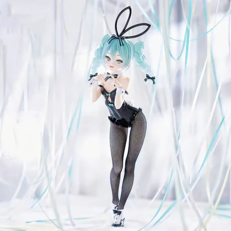

28cm HATSUNE MIKU Black Stockings Bunny Girl PVC Model Anime Figure Cute Collectible Gift for Men