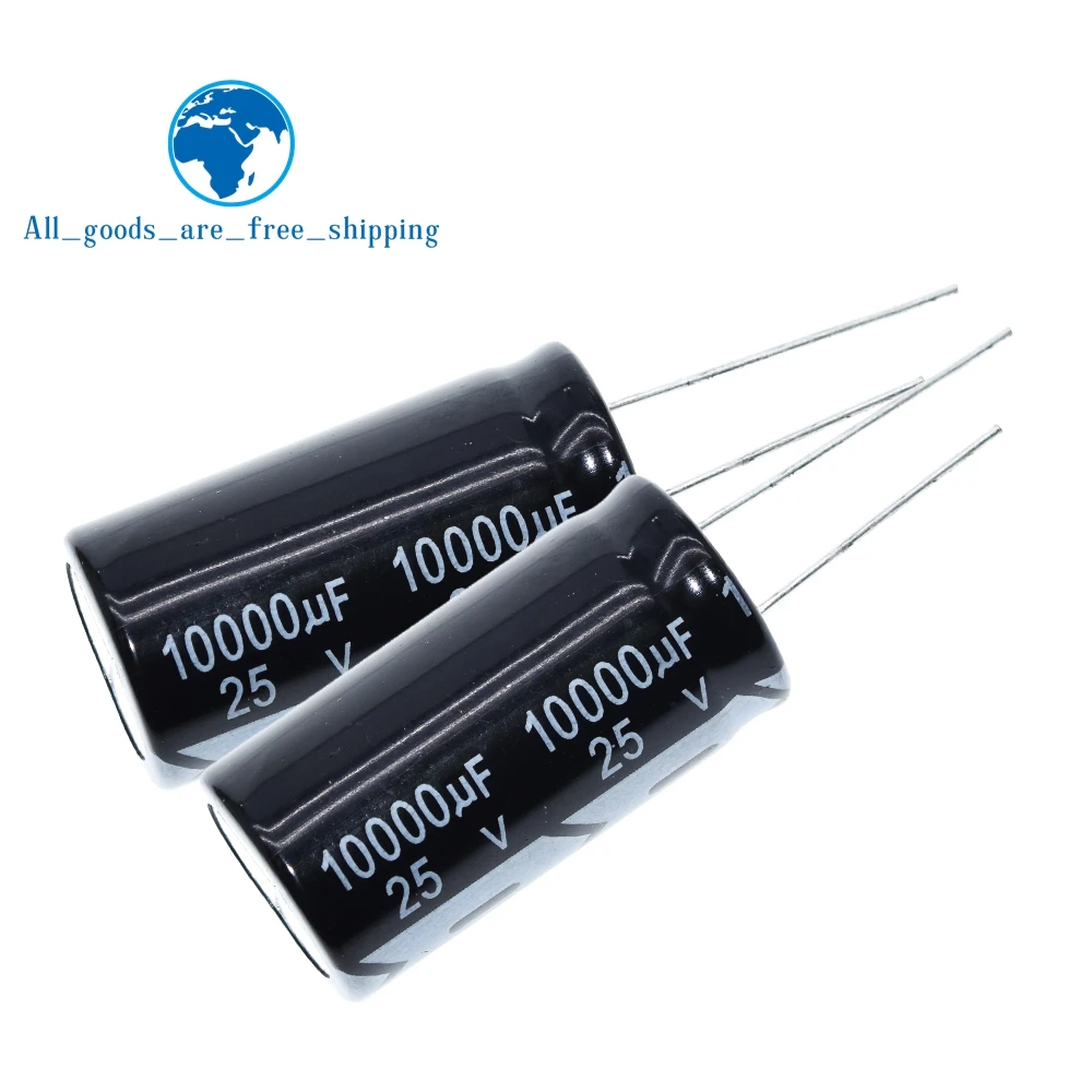 TZT Aluminum Electrolytic Capacitor 25V / 10000 UF 25V/10000UF Electrolytic Capacitor Size 18*35 mm plug-in 25V 10000UF