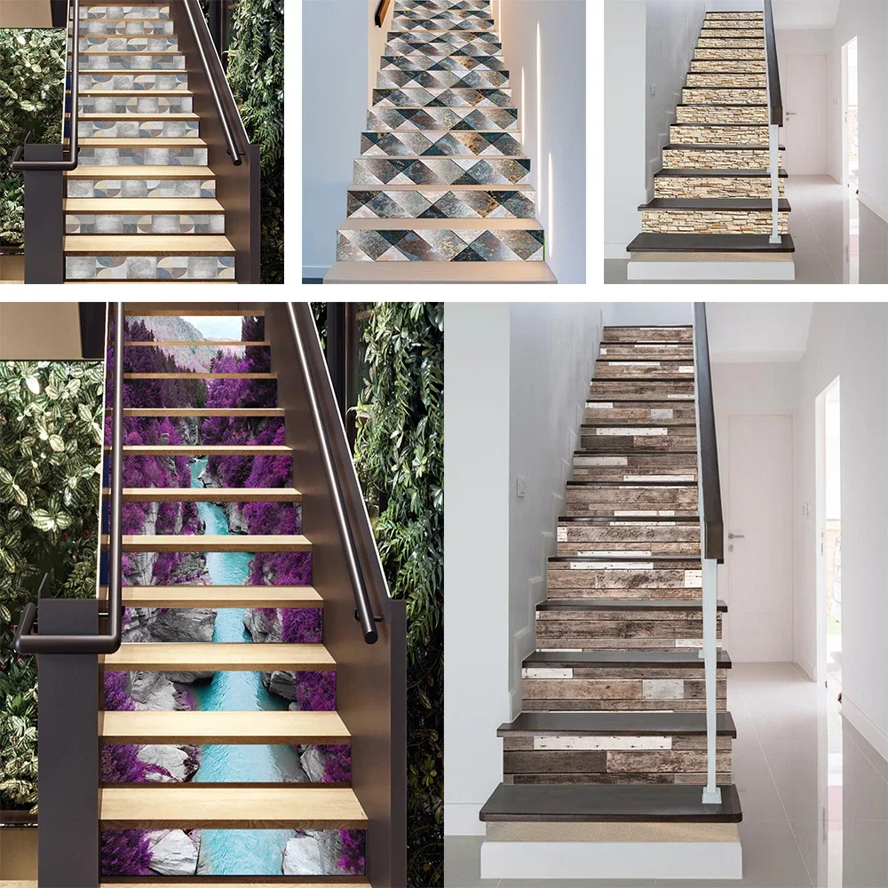 PVC Waterproof Self-adhesive Personalized Stairs Sticker Home Decoration Mural DIY Floor Beautification Stairs Sticker