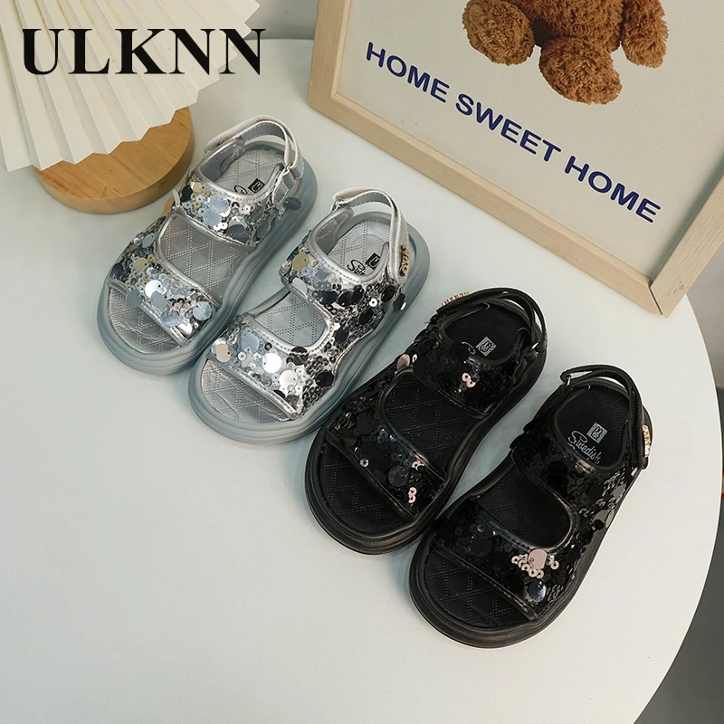 

Kids' Sandals Sequined Sports Sandals Boys' Soft soled casual summer Kids' sandals Student outdoor Shoes Baby Silver sandals