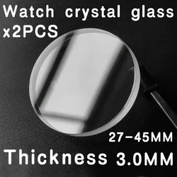 BH 2PCS Thickness 3.0mm Replacement Round Watch Glass 27mm to 45mm Flat Watch Crystal Lens Mirror Watch Repair Tools