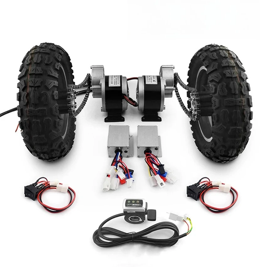 2 * 250W 10 Inch Dual Drive Pneumatic Wheel Reverse Electric Conversion Kit For Easy Carrying Of 200kg Handcart Flatbed