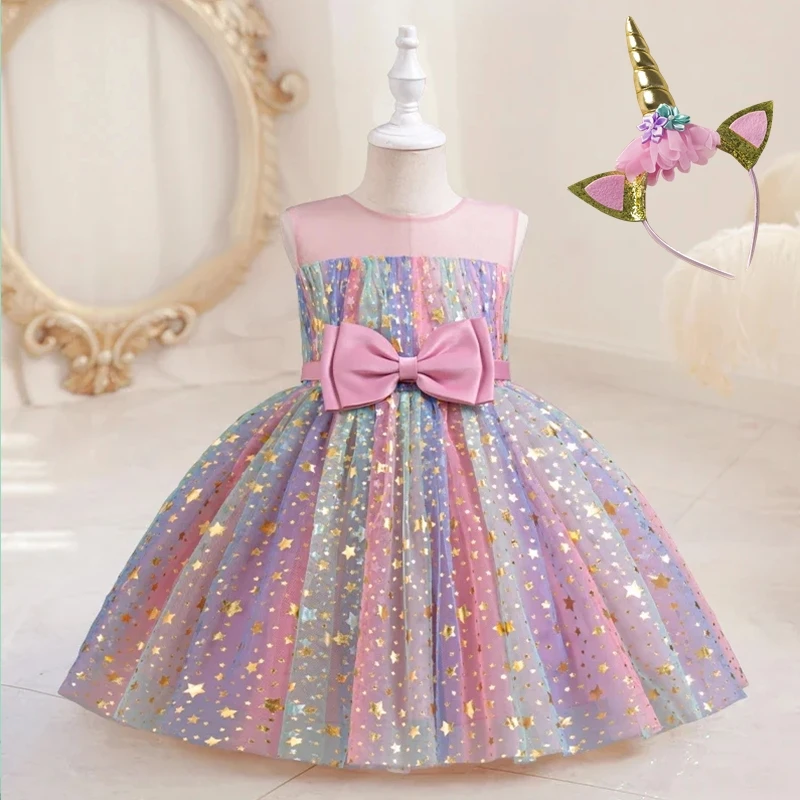 Nuovo vestito unicorno per ragazze Halloween costo principessa bambini carino neonate festa di compleanno bambini fiore Vestidos Vestidos