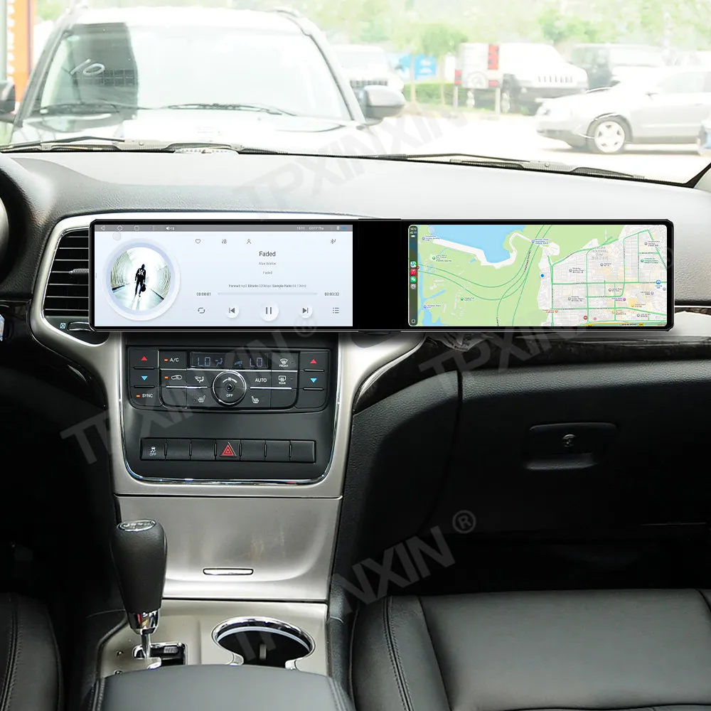 Android Auto Carplay 24,6-Zoll-Doppelbildschirm für Jeep Grand Cherokee 2008-2012 Autoradio GPS Navi Stereo Multimedia Player Head Unit