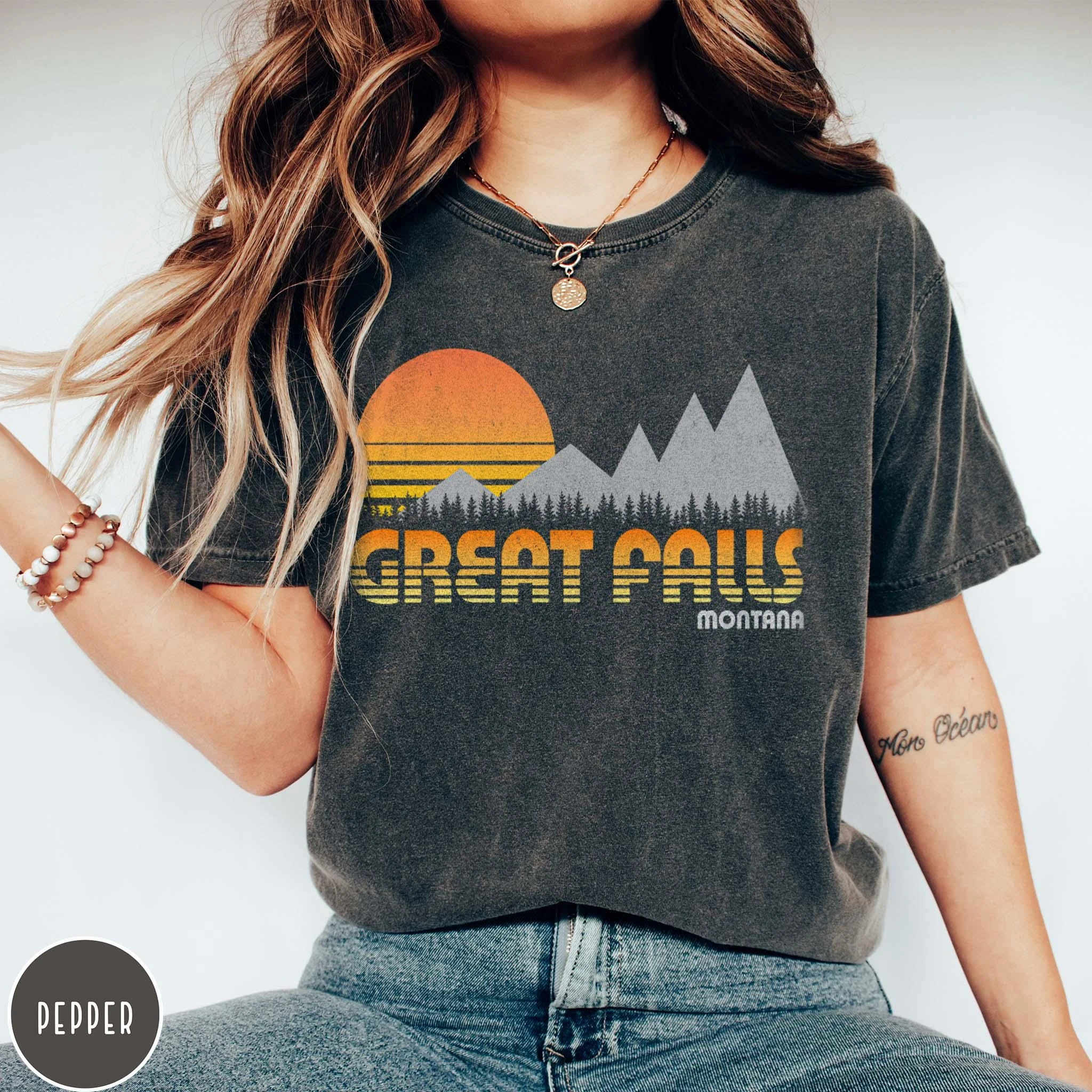 Great Falls Montana Shirt Montana Crewneck Rocky Mountains Montana Vacation Shirt Hiking Backpacking Fly Fishing Montana Gift