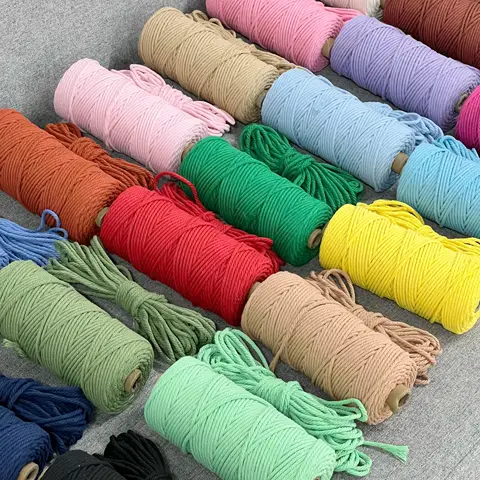 3mm 11 Yards 35 Color Options Macrame Cord  Cotton Rope 4 Ply Twisted Macrame Thread Macrame Supplies DIY Crafts Cord Home Decor
