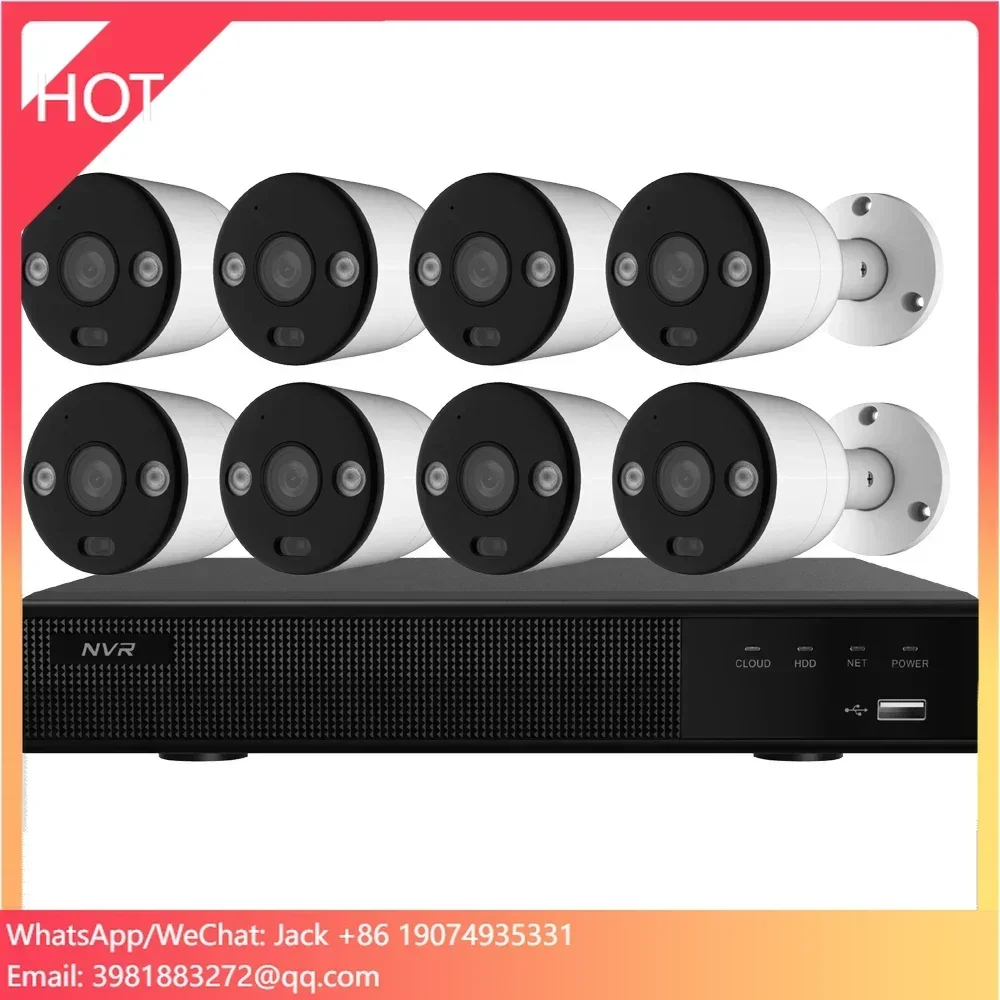 8CH 4K PoE Sistema de câmera de segurança Kits NVR de vigilância doméstica 8pcs 8MP 5MP Câmera de segurança IP externa e interna