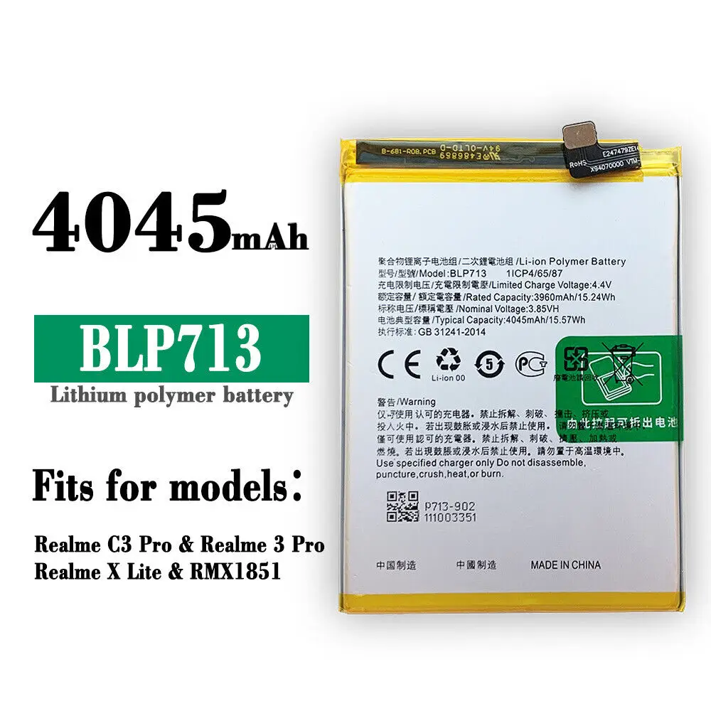 

Новый аккумулятор для OPPO C3 Pro Realme X Lite Realme 3 Pro RMX 1851 BLP 713