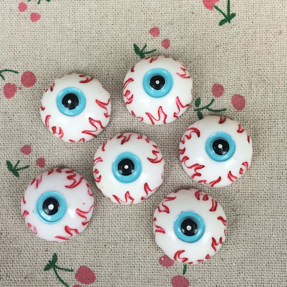 10 Pieces Flat Back Resin Cabochon Zombie EyeBall Halloween DIY Flatback Decorative Craft Scrapbooking Embellishment:25mm