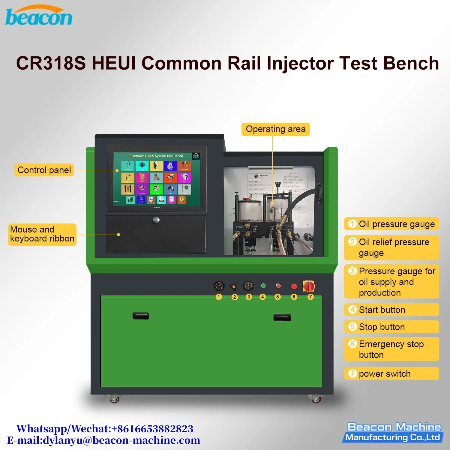HEUI Common Rail Injector test Bench CR318S Dual-motor diesel Injector Tester Equipped with a Movable Screen