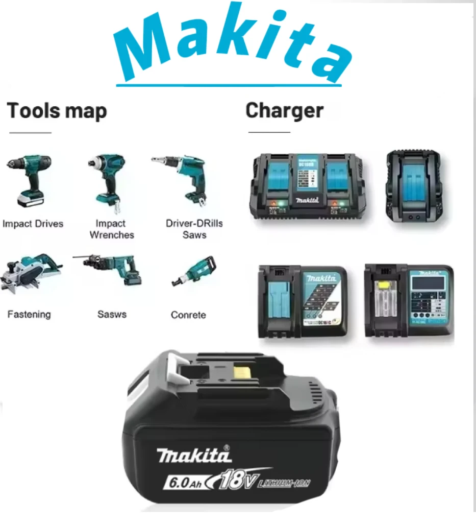 

100% original Makita 18V battery 6.0Ah 5.0AH rechargeable battery, Makita BL1840 BL1830B BL1830B power tool battery, 18V charger
