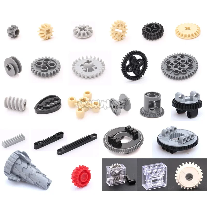 Marumine MOC Technology Gear Worm Rack Gearbox Car Crane Model DIY Blocks Bricks Accessories 32494 32239 62821 3743 Compatible