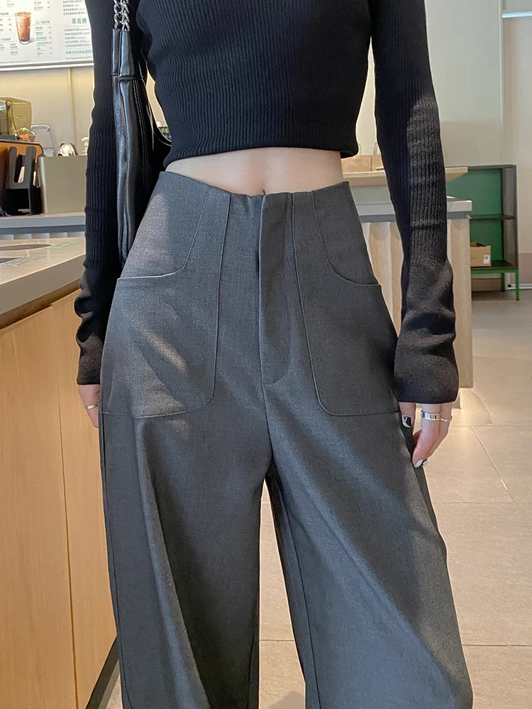 

High Waist Wide Leg Suit Pants Women's Summer Thin Hanging Sensation Casual Slimming Floor-Length Straight Leg Trousers