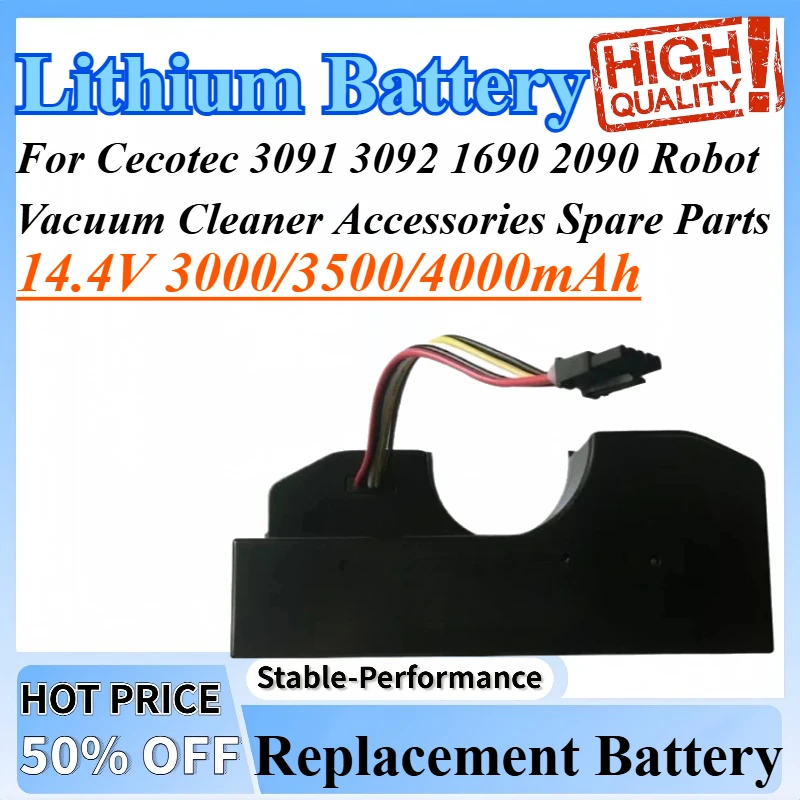 

14.4V 3000/3500/4000mAh Replacement Battery For Cecotec 3091 3092 1690 2090 Robot Vacuum Cleaner Accessories Spare Parts