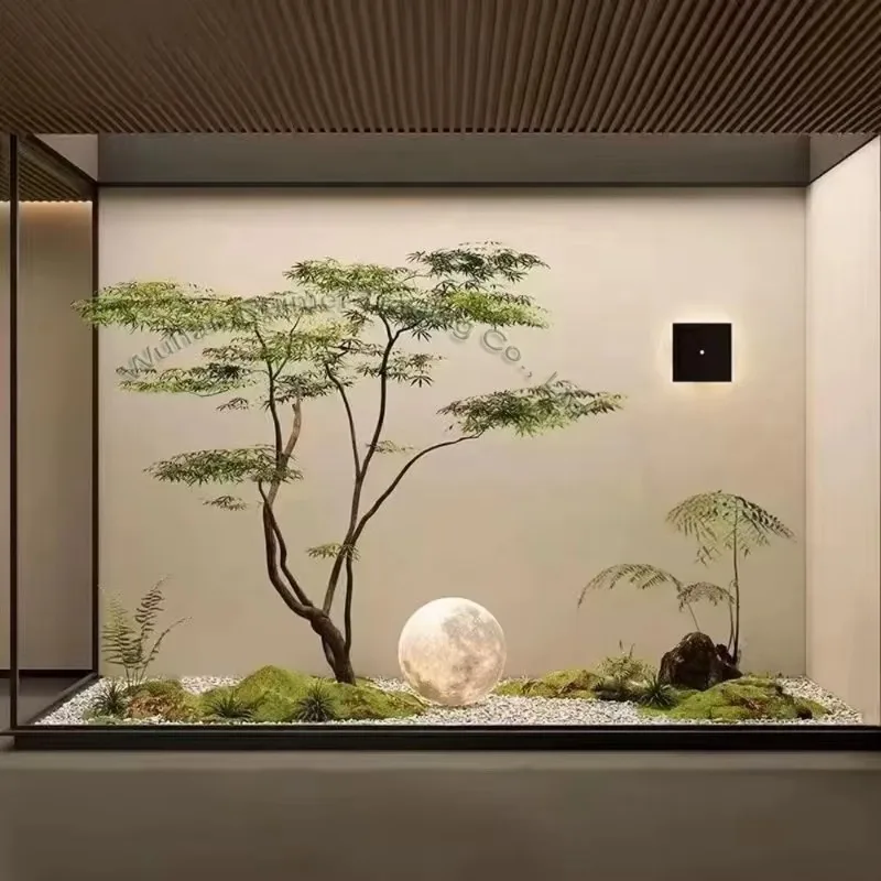 

Искусственное дерево, крупномасштабное искусственное кленовое дерево, ландшафтный дизайн, окна для украшения внутренней лестницы, бионические зеленые растения