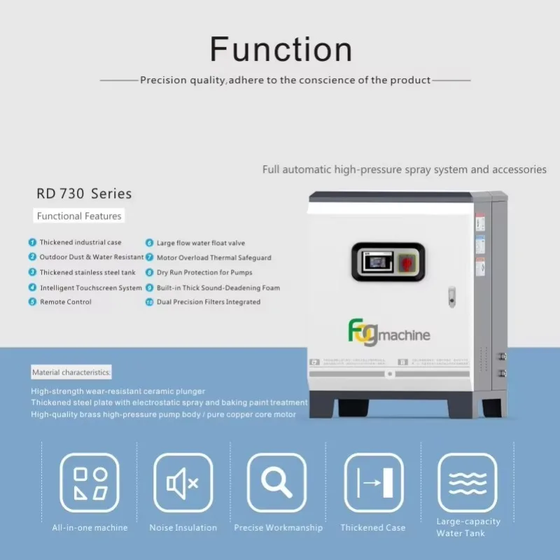 3KW 220V Artificial Fog Machine High Pressure Mist System 20L Water Tank for Outdoor Landscape Cooling Humidifier