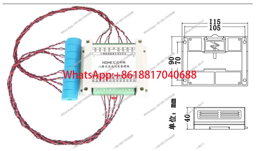 Multi-channel 8-channel AC Current Frequency Measurement Acquisition Detection Module RS485 Sensor Transmitter MODBUS-RTU