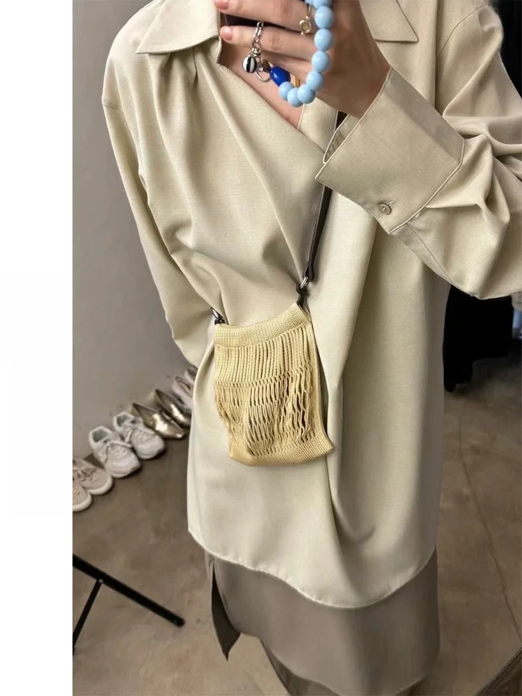

New 2025 Net Pouch Bag Slouchy Feel Single oulder Crossbody Woven Fiing Net Bag Casual Simple Sle Large Size Leather