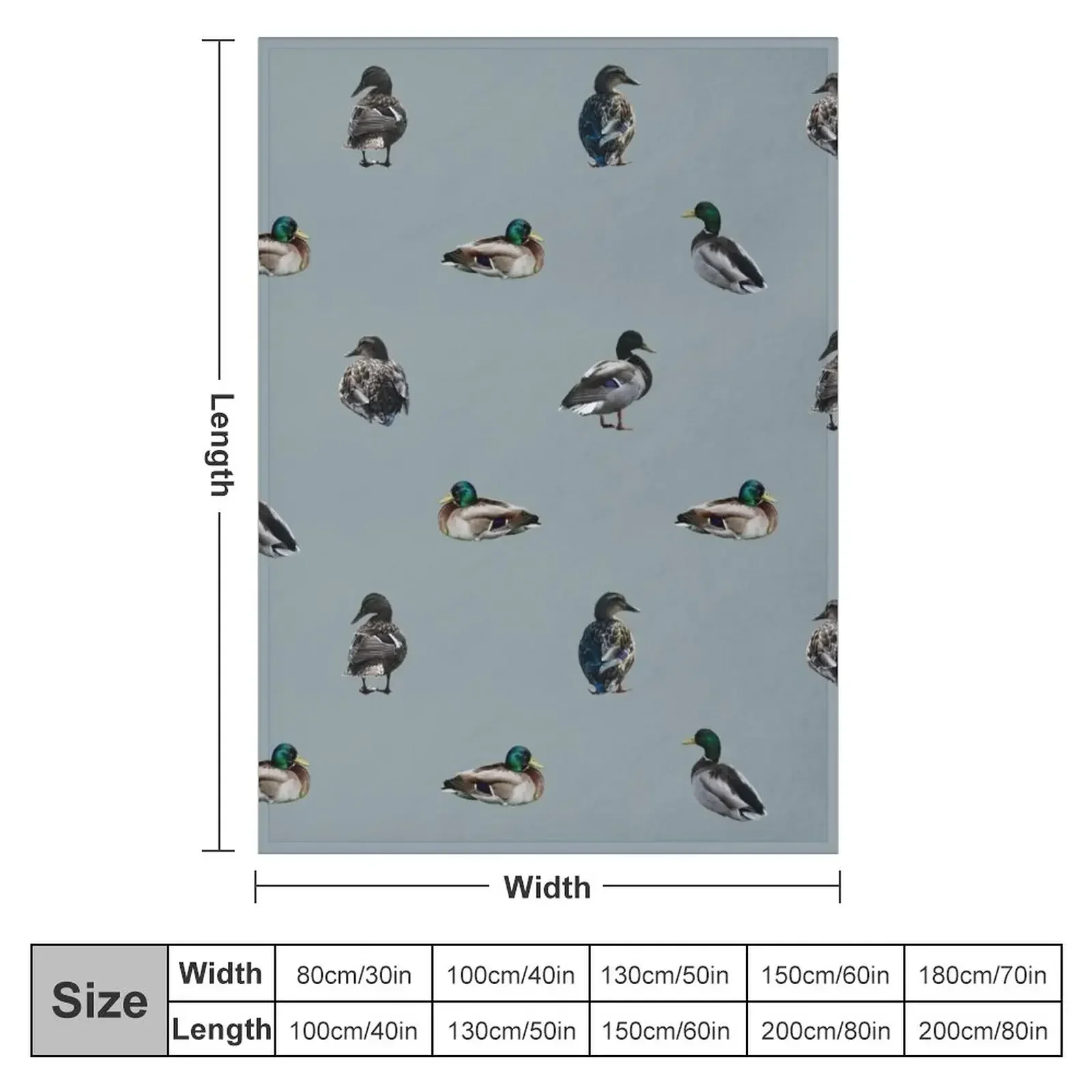 Mallard Duck Pattern Print Throw Blanket Cute Plaid valentine gift ideas Furry Blankets