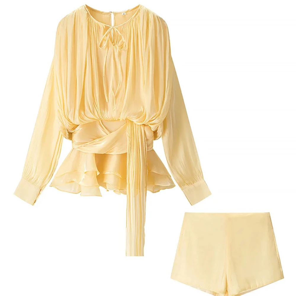 Ticketsx zomer glanzende een schouder skinny geplooide mini-jurk elegante effen ruches lange mouwen vestidos dame feestavondjurk