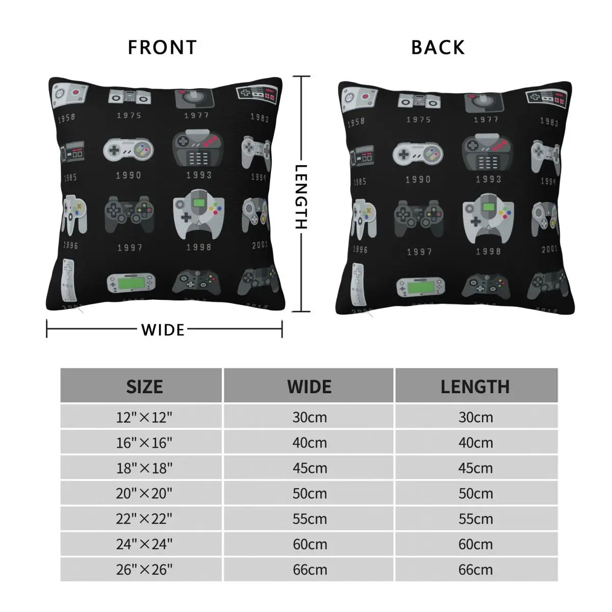 Geek Gaming Controllers Square Pillowcase Pillow Cover Cushion Decor Comfort Throw Pillow for Home Bedroom