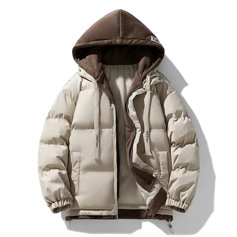 

Fake Two-piece Cotton-padded Jacket for Teenagers New Winter Jacket Warm Coat Korean Version Thickened Windproof Men's Parkas