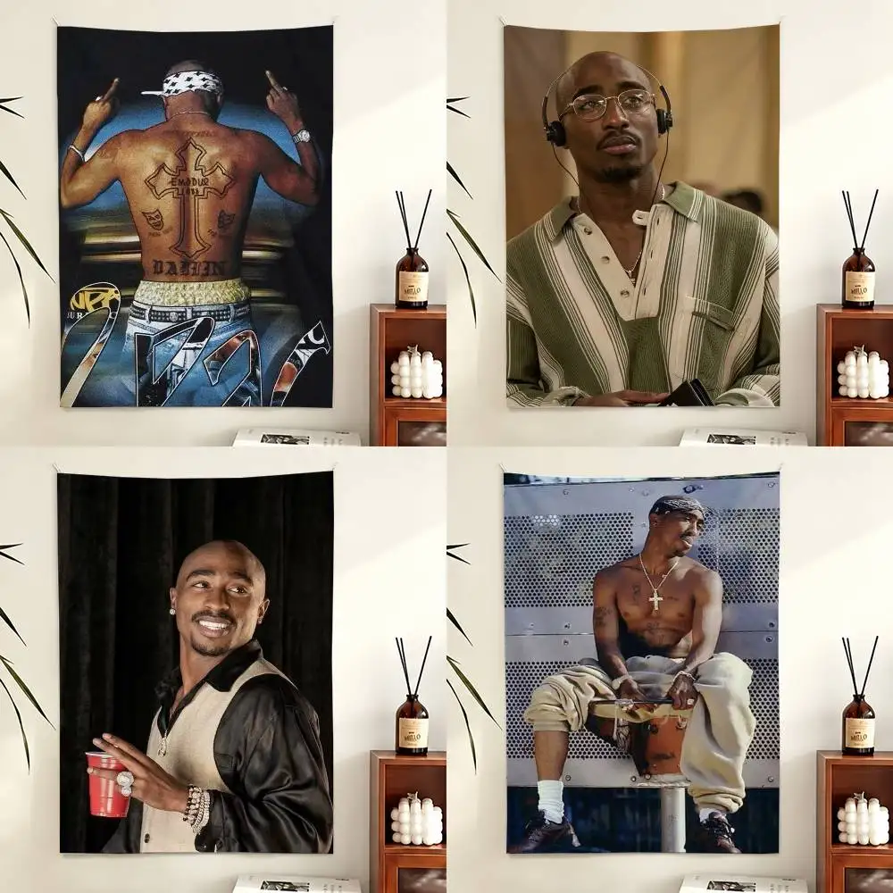 Tupac Shakur Rap Rapper Flag Digital Printing Banner for Garage Wall Out Door Decoration