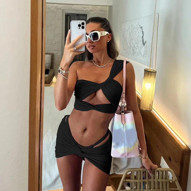 Bonny 3 pièces Sexy Bikini une épaule Bikini ensemble femmes maillot de bain maillot de bain pour femme 2025 couvertures maillot de bain maillots de bain Biquini