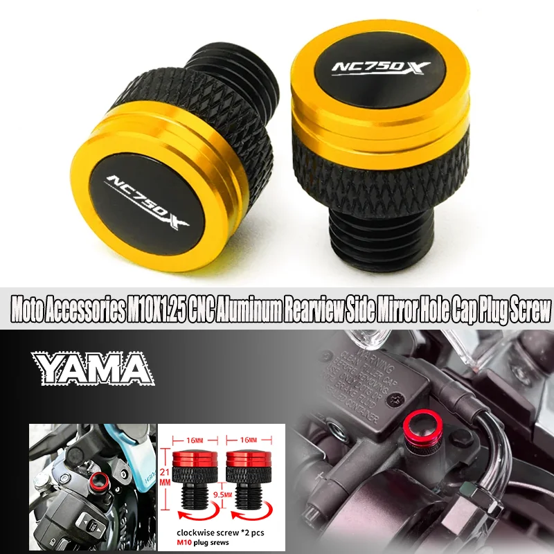 

Moto Accessories For HONDA NC 750X NC750 X DCT NX750X NC-705X Aluminum Rearview Side Mirror Hole Cap Plug Screw bolt