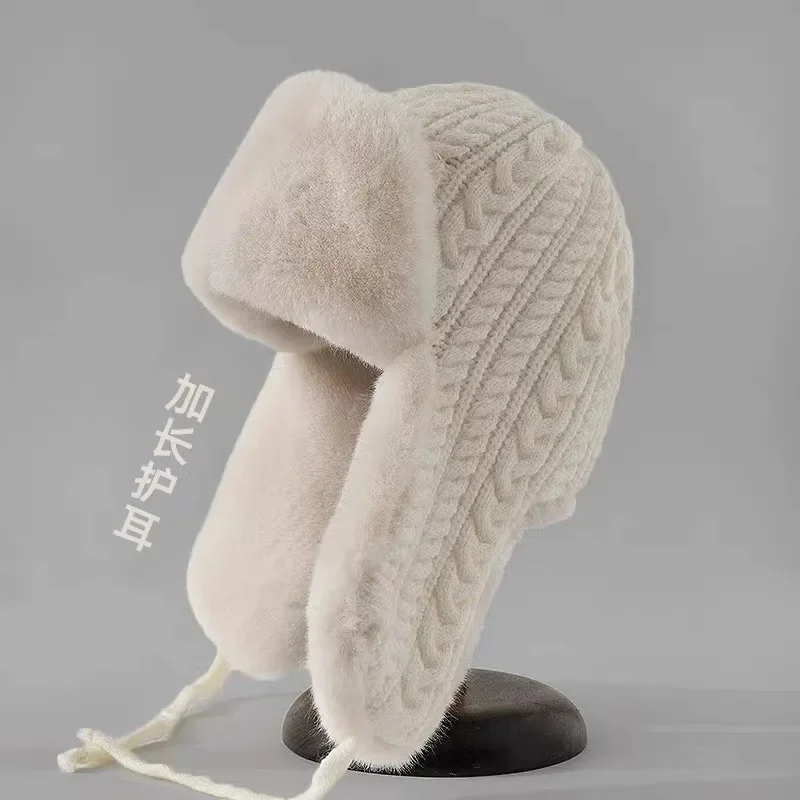 Extended Ear Protection Lei Feng Hat Women's Knitted Hat Winter Cycling Warm and Cold proof Korean Edition Versatile Hat