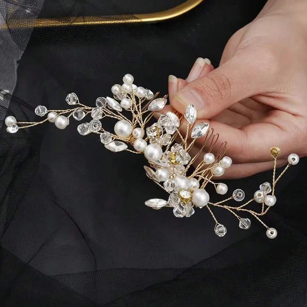 1pc Parel Prachtige Haarkam Haaraccessoire Strass Vrouwen Bruid Romantische Sieraden Veelzijdig Elegant Luxe Hoofddeksels Cadeau