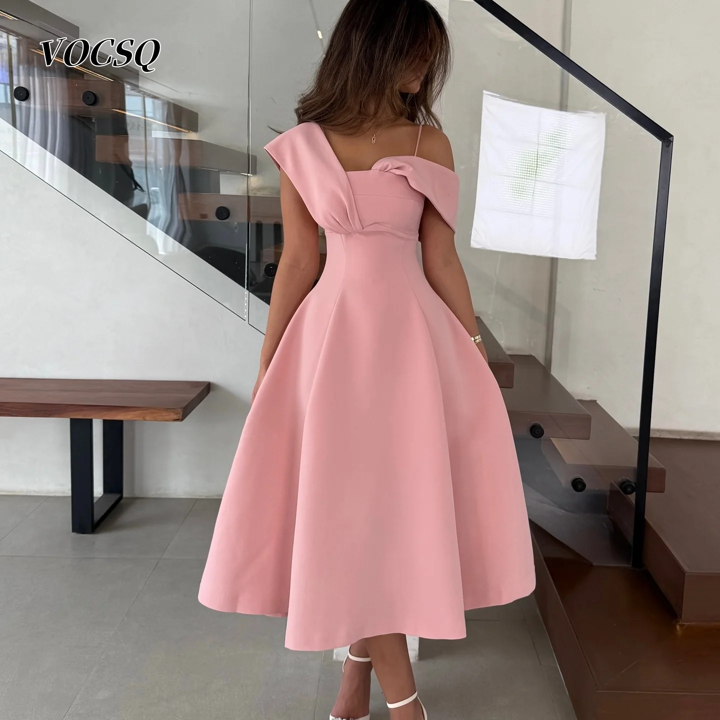 

Модные платья для выпускного вечера на одно плечо Вечерние платья трапециевидной формы со складками Элегантные розовые вечерние платья robe de soirée femme на заказ