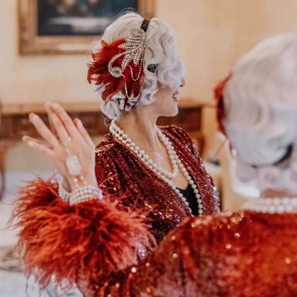 

Makeup Party Korean Style Headband Masquerade Party Hair Accessories Sequin Hair Band Feather Headwear