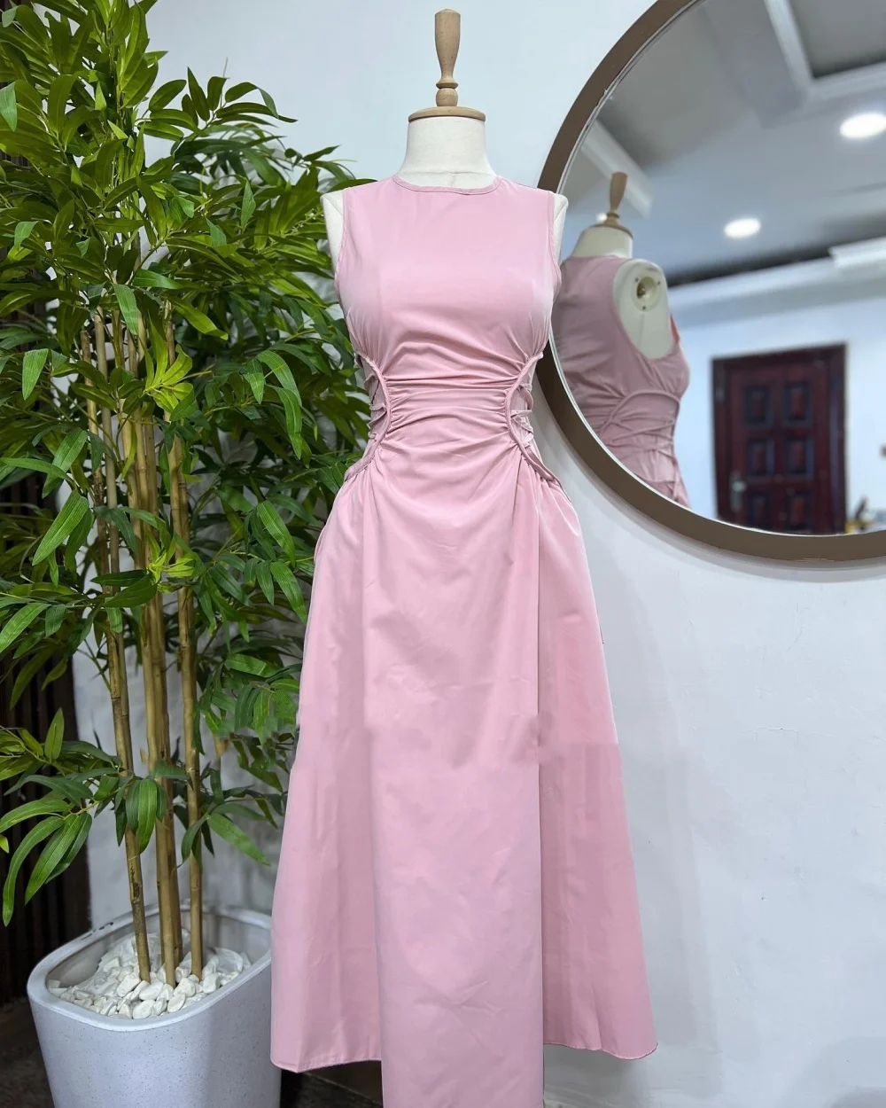 

Exquisite Jersey A-line O-Neck Midi Dresses Prom Modern Style Pastrol Unisex Chinese Formal Casual Simple