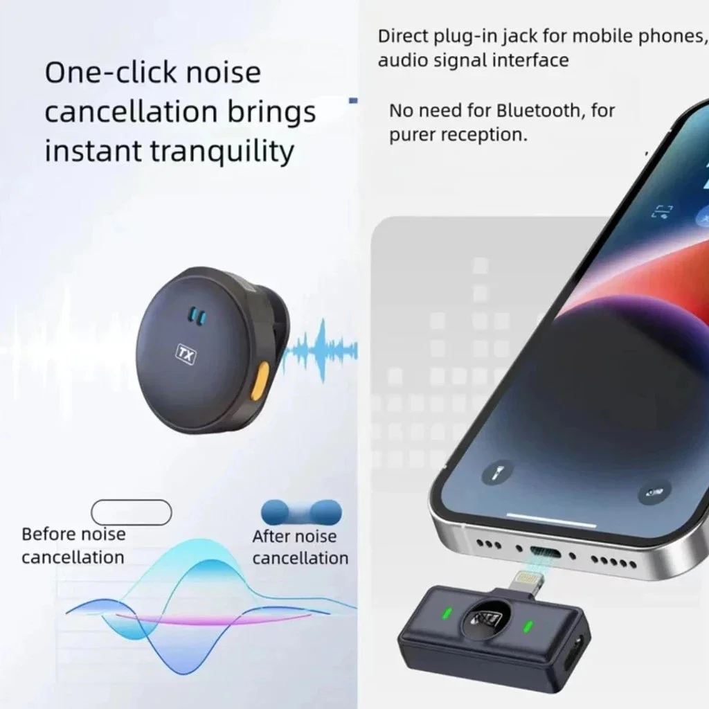 Professionelles magnetisches Mini-Wireless-Ansteckmikrofon mit Geräuschunterdrückung für iPhone Android Typ C-Telefon