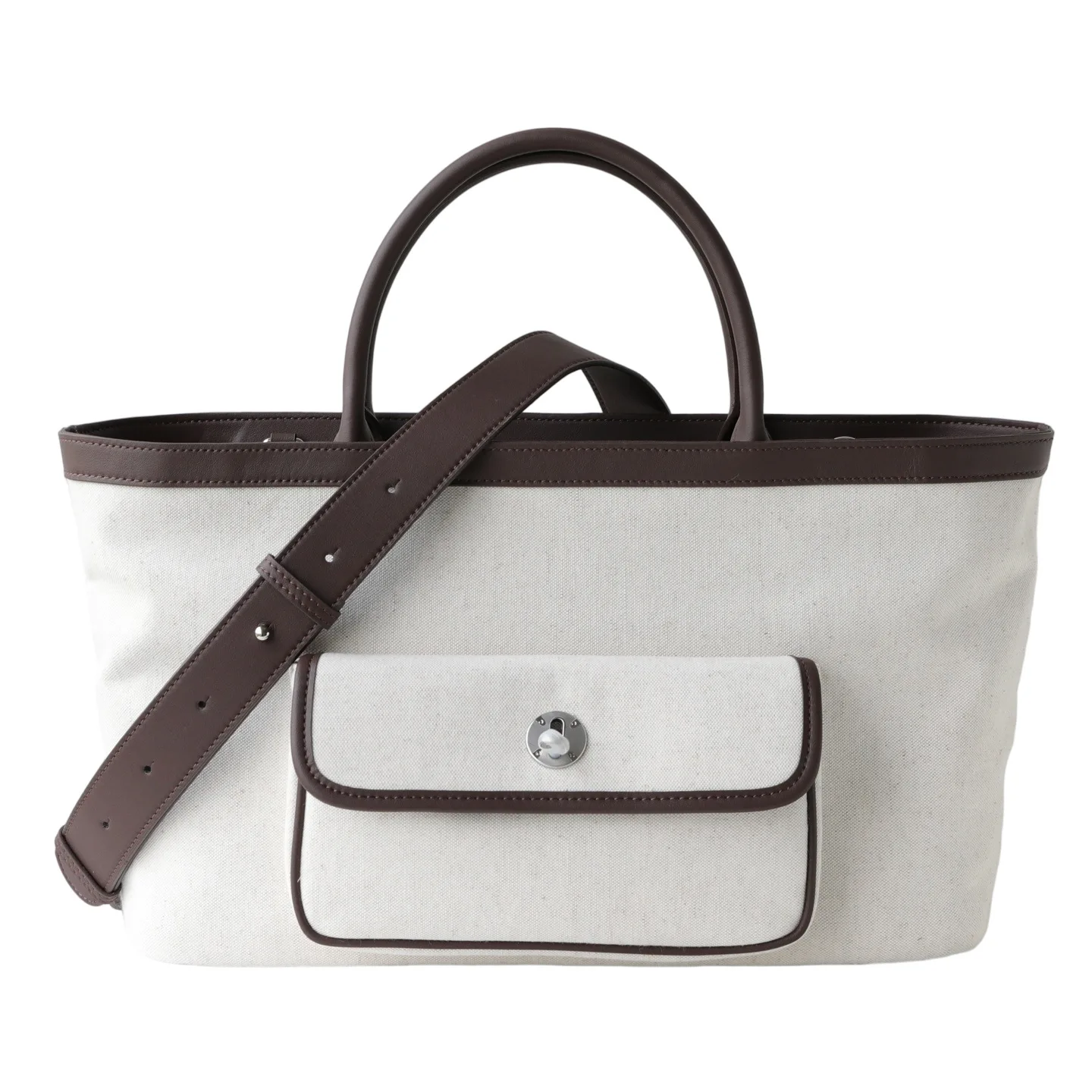 Women Large Commuter Tote Bag Canvas & Top Grain Leather Handbag Adjustable Strap Crossbody Shoulder Bag For Daily Office
